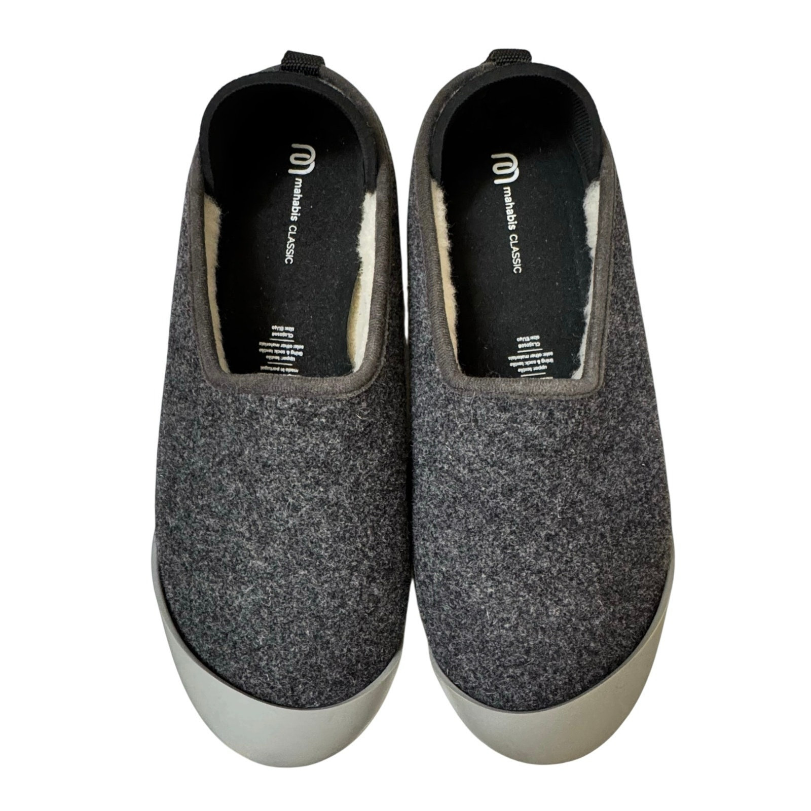 SAOLA Ciabatta classica Mahabis donna US 8 5 9 lana grigia suola rimovibile piatta comoda