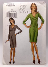 VOGUE V8409 MISSES' SZ 16-22 PLEATED BODICE STRAIGHT DRESS SEWING PATTERN