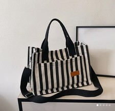 Canvas Tote Bag Black Shoulder Bag Crossbody Purse