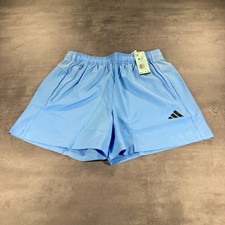 Adidas Gym Shorts Men Medium Light Baby Blue 5" Inseam Zipper Pockets Woven