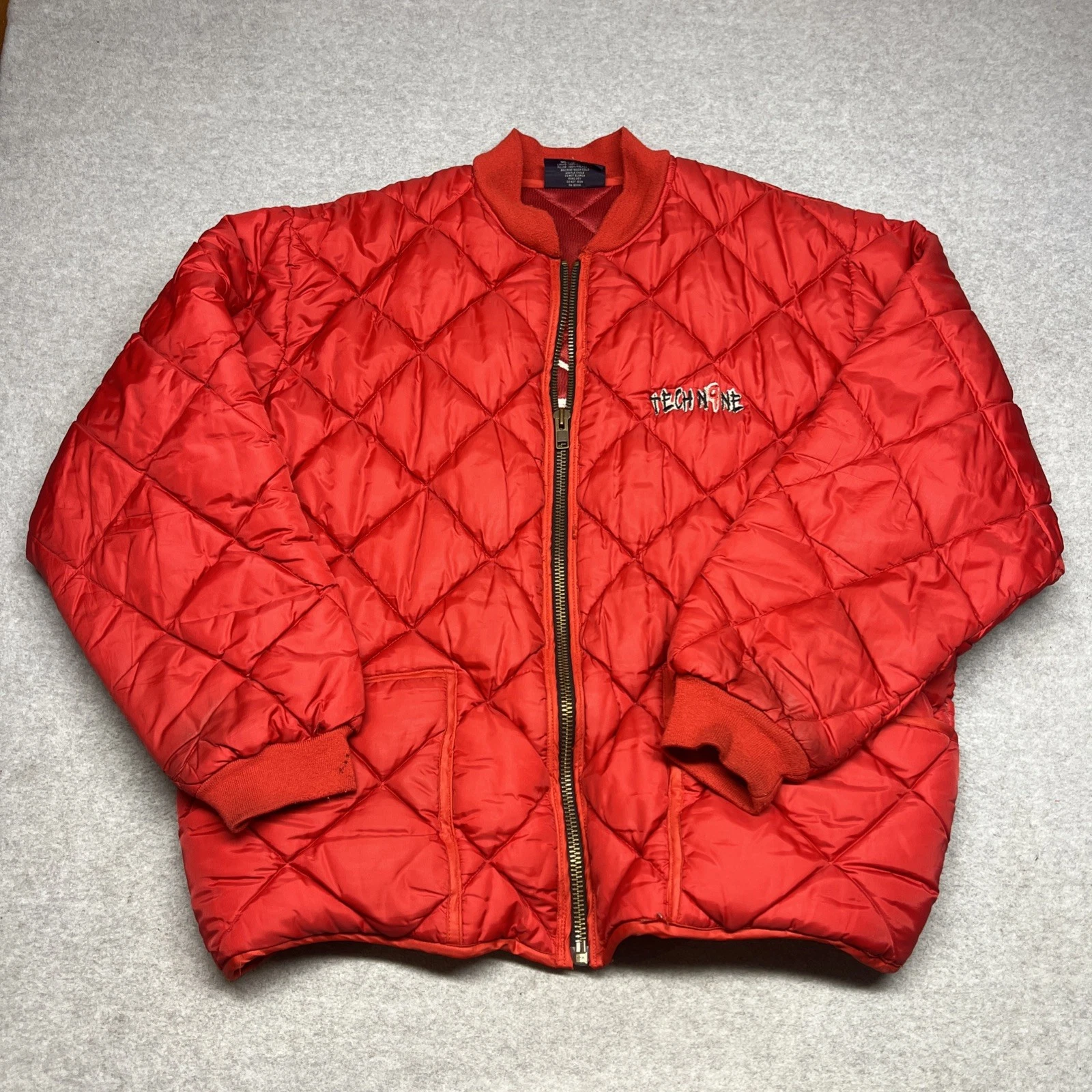 Rare Vintage Tech Nine Jacket Mens XL Quilted N9NE Strange Music Hiphop Red image 1