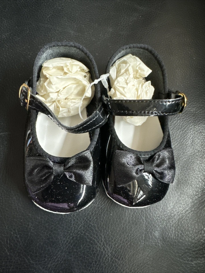 Zapatos de colección 1994 Gold Bug DHC suela suave niño bebé niña talla 2, negros Foto 3 de 3