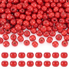 300Pcs Natural round Wood Beads 10Mm Red Wooden Ball Spacer Beads for Jewelry
