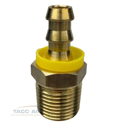 Easy Lock Brass Hose Barb Fitting Connector 3/8'' Push-Lock x 1/2'' MNPT