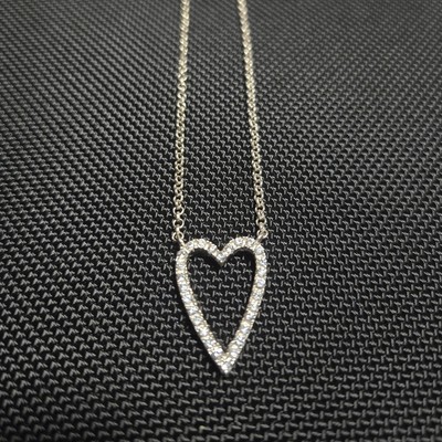 Deborah Freund Designs -  Sterling Silver - Cubic Zirconia Stude Heart Necklace