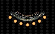 Blackjack Table Layout Felt - Pays 2 to 1 - Black - Professional Casino Quality