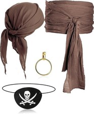 5 Pcs Captain Pirate Costume Accessories Set Pirate Eye Patch Large Sash Head...