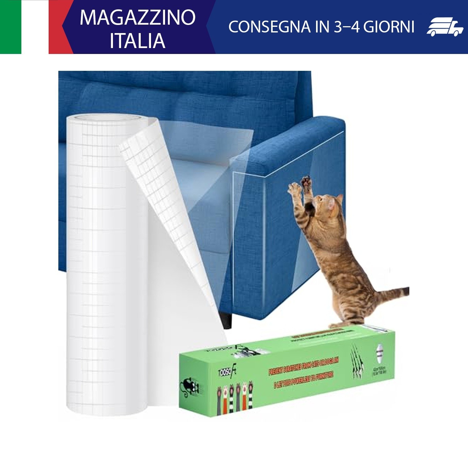 Protezione Divano Graffi Gatto Trasparente (42CMx5M): TOOSOFt PVC Antigraffio Ga