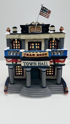 Lemax Millennium 2000 Celebration Town Hall Porcelain Lighted House Vintage 1999