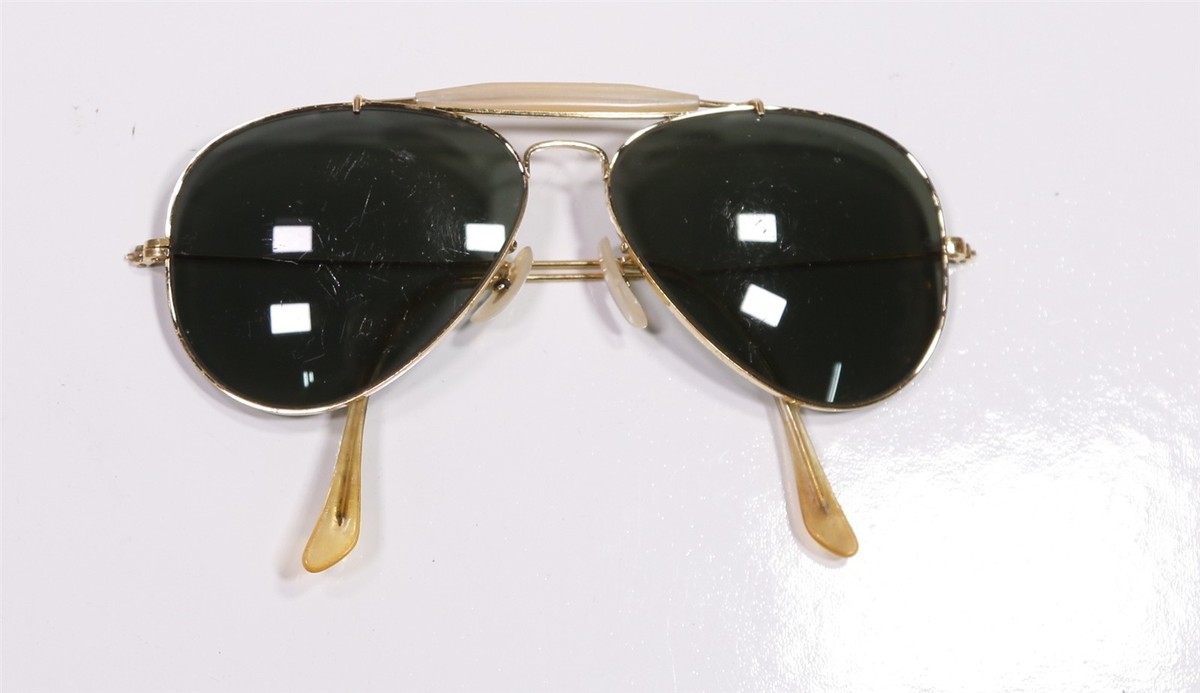 B&L Ray-Ban 58□14 Ray-Ban B&L 58-14 Vintage Gold Frame Aviator Sunglasses +Case | eBay