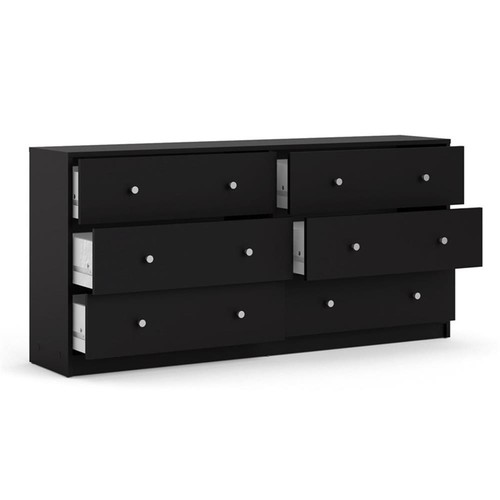 Pemberly Row Contemporary 6 Drawer Double Dresser in Black - Picture 4 of 14