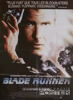 BLADE RUNNER - RIDLEY SCOTT / HARRISON FORD - RARE REISSUE LARGE MOVIE POSTER