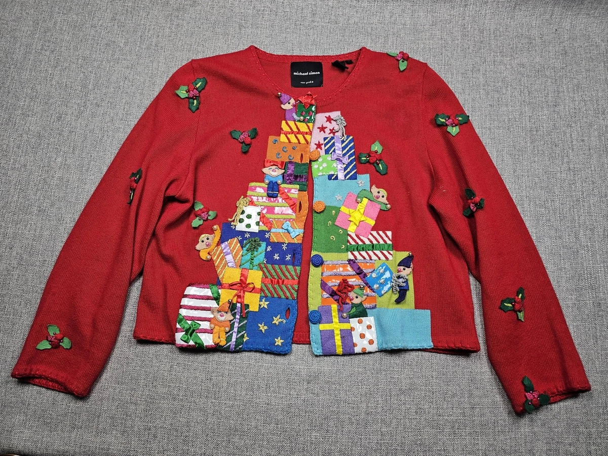 【 Sサイズ】MICHAEL SIMON ディズニー　カーディガン　古着 Michael Simon Christmas Regular Size Sweaters for Women for sale