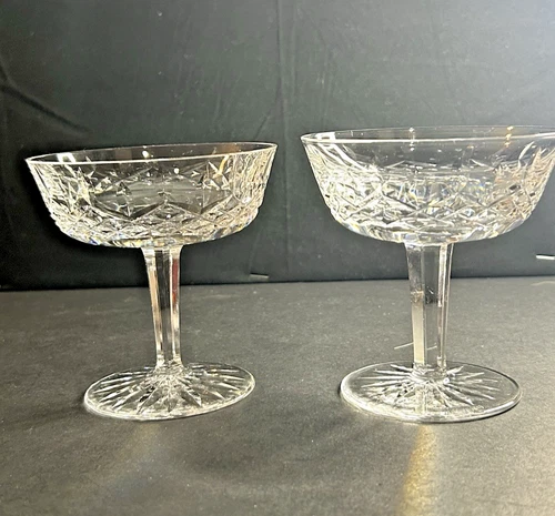 Waterford Lismore 4.25” Coupe Sherbert Champagne Glasses Vintage Set of 2