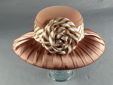 Vintage Faith Polyester Hat Brown With Bow Church Kentucky Derby Easter