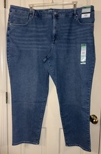NWT Terra & Sky Women's High Rise Straight Leg Blue Denim Jeans (Plus Size 26W)