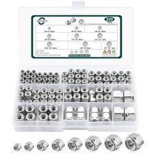 SAE Lock Nuts Assortment Kit, 220PCS Nylon Insert Nut Sets, 304 Stainless Steel