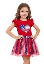 Toddler Girls 4th of July Outfit Memorial Day Tulle Skirts Set Kids American ...