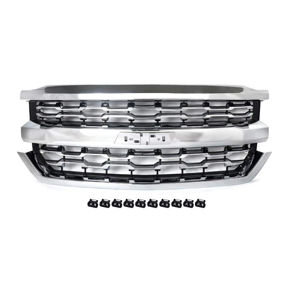 For 2016 2017 2018 Chevrolet Silverado 1500 Chrome LTZ Style Front Bumper Grille Foto 2 de 4