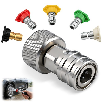 #ad Garden Hose to Pressure Washer Adapter 3 4quot; GHT Connector 5 Nozzle Set $14.43