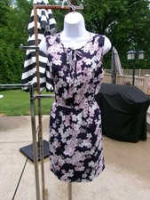 LOFT PURPLE PINK WHITE FLORAL PRINT DRESS S