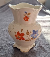 Elfenbein Bavaria Porzellan Vase Blumendekor Verziert Alt Vintage Sammler