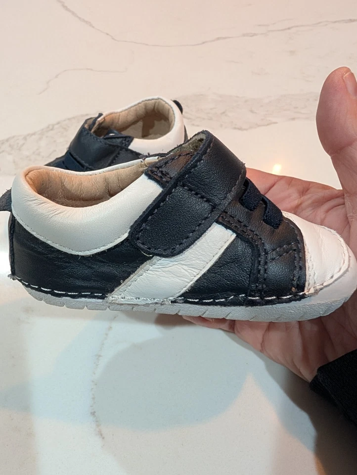 Zapatos de bebé Old Soles talla 6-9 meses azul marino/blanco Foto 4 de 4