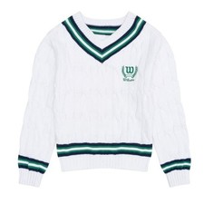 Wilson Girls V Neck Cable Knit Sweater XL 14/16 Varsity Preppy NWT