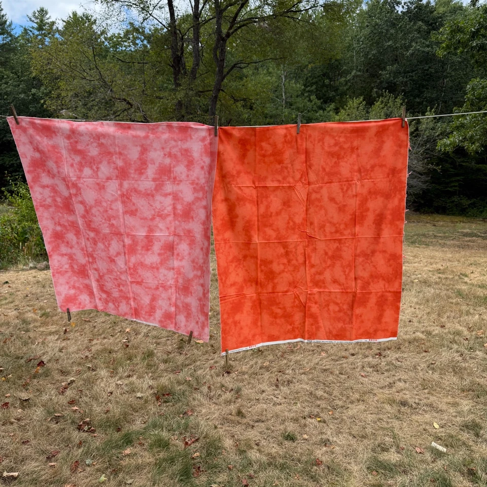 Vintage Patrick Lose Orange Marbled Fabric 2 pc 1 yd Each Excellent New Material - Image 3 of 4