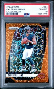 CALEB WILLIAMS ROOKIE PSA 10 2024 PANINI PRIZM #301 LAZER PRIZM