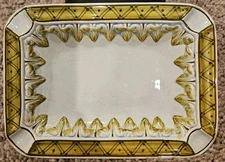 Vintage Ceramic Ashtray Crackle Glaze. White, Green And Blue. Rectangle Shape