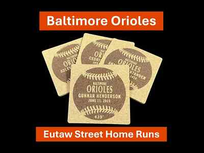 Baltimore Orioles Eutaw Street Home Run Cork Coasters (set of 4) ''New Birds''