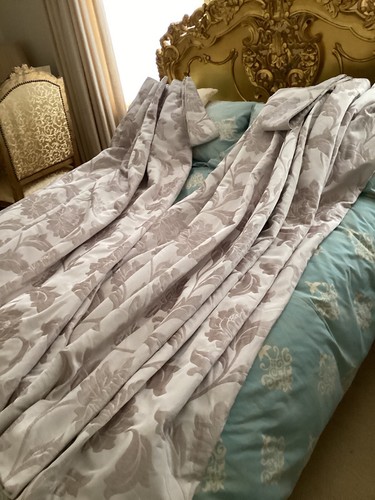DUNELM LARGE CURTAINS. UNUSED. DROP 72”. WIDTH 90”. LINED.