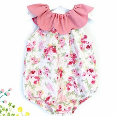 US Newborn Baby Girl Flower Ruffle Romper Bodysuit Jumpsuit Outfit Clothes 0-24m