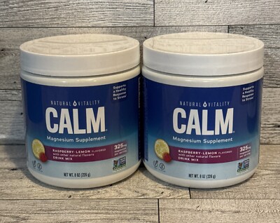 Lot Of 2 - Natural Vitality CALM Raspberry-Lemon Flavored Drink Mix 8 oz - 04/27