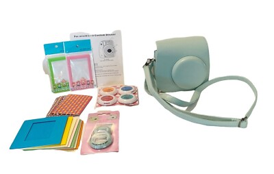 Fujifilm Groovy Camera Case Instax Mini 9 Ice Blue w/Photo Accessories NEW