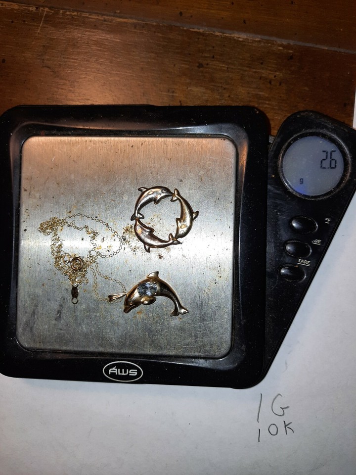 Dolphin jewelry lot 14K 10k Gold Aquamarine necklace charm earrings pin