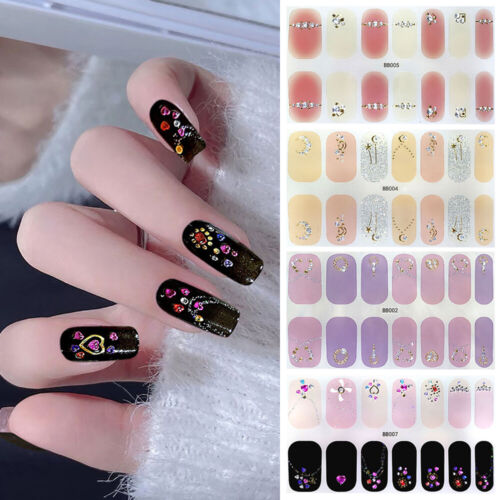 14 Tips 3D Nail Foil Full Cover Self-adhesive Nail Decal Decor Full Nail Wraps - Picture 6 of 16