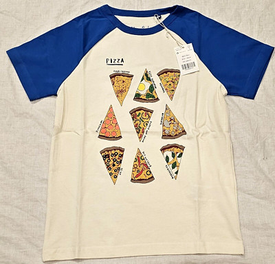MINI BODEN Pizza Shirt Logo Blue NWT New 8-9