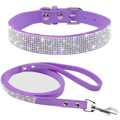 Bling Rhinestone Dog Collars and Leash set for Small Medium Dogs Puppy Chihuahua - Picture 4 of 17