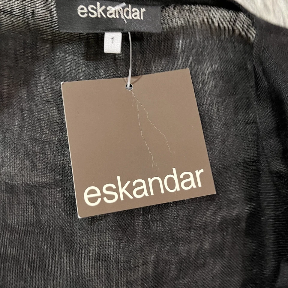 NWT Eskandar BLACK A-Line Full Long 100% Linen Waistcoat Vest Jacket Waterfall 1 - Image 4 of 4