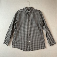Eddie Bauer Shirt Mens L Gray Plaid Wrinkle Free Relaxed Fit Long Sleeves