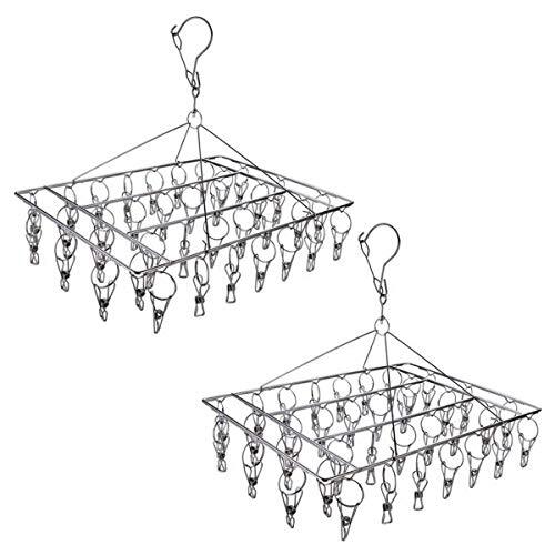 2 Pack Stainless Steel Sock Drying Rack, 72 Clips for Sock, Underwear, Laundry