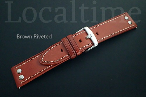 CLEARANCE Aviator Pilot Watch Strap Smooth or Buffalo Riveted Leather 18mm-26mm - Picture 20 of 28