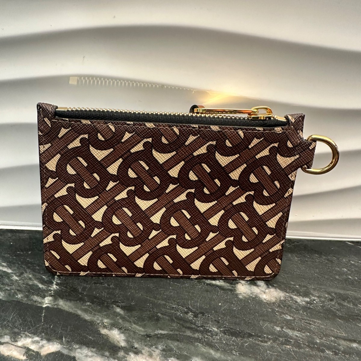 Burberry TB Monogram Zip Coated Canvas Zip Coin Pouch Small Burberry TB Monogram Zip Coated Canvas Zip Coin Pouch Small