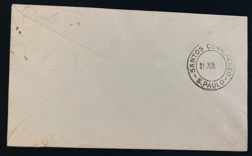 1930 Saint Thomas VI Usa First Flight Airmail cover FFC to Santos Brazil - Picture 2 of 2