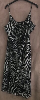 M S PER UNA LADIES THIN STRAP MIDI DRESS BLACK/WHITE