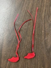 Red felt elf shoes with satin strings for 8'' dolls