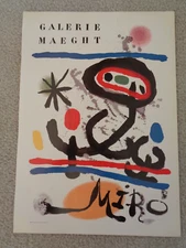 Joan Miro Galerie Maeght Poster 1972 Abstract Modern Art Black Red Blue Yellow