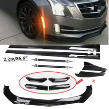 Front Bumper Lip Spoiler Chin Splitter For Cadillac ATS CTS Glossy Black Body